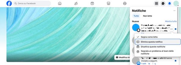 Eliminare cronologia notifiche Facebook