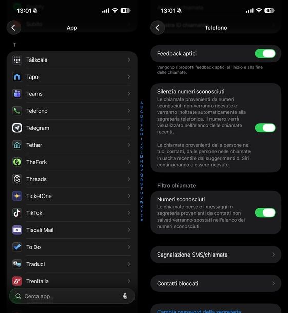 Bloccare chiamate indesiderate iOS