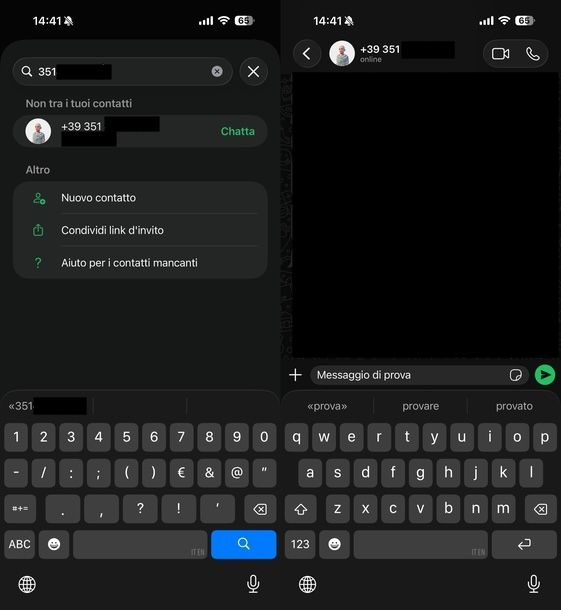 Inviare SMS a numero non in rubrica WhatsApp iOS