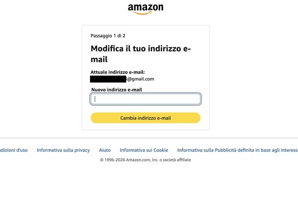 Cambiare email Amazon