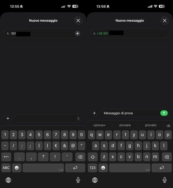 Inviare SMS a numero non in rubrica iMessage iOS