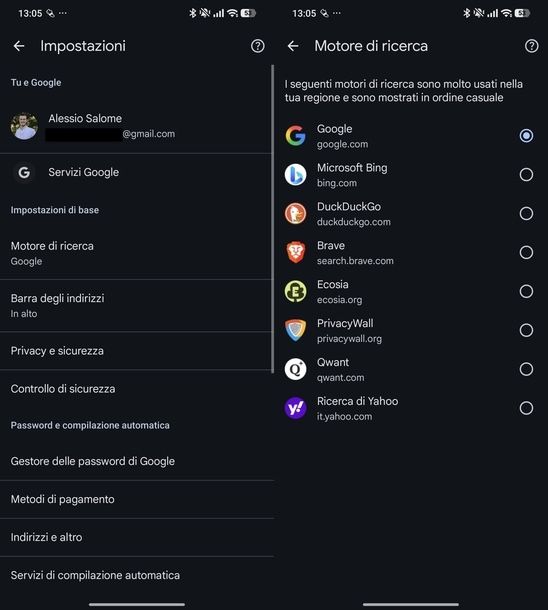 Impostare Google come motore di ricerca Google Chrome Android