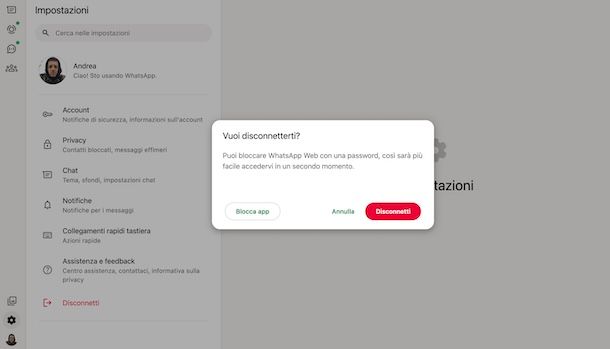 Scollegare WhatsApp Web