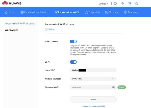 Scoprire password WiFi pannello gestione router