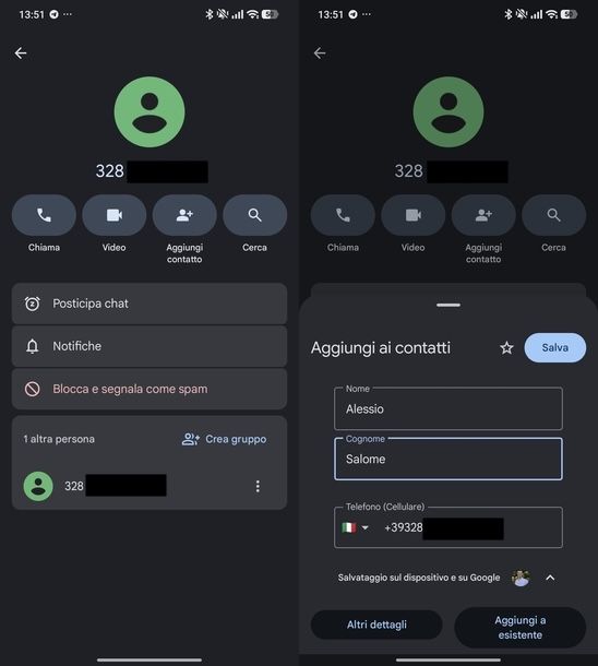 Inviare SMS a numero non in rubrica Messaggi Android