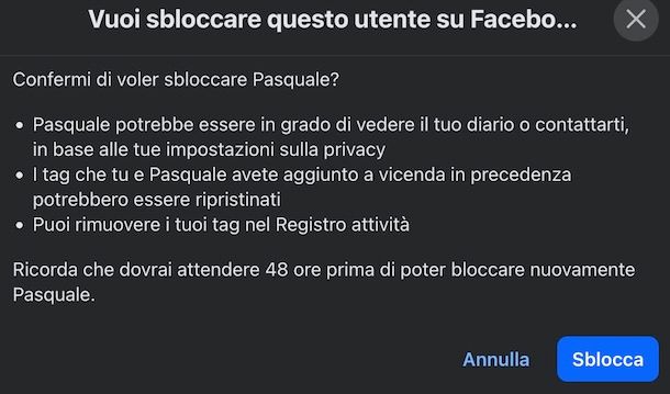Sbloccare su Messenger