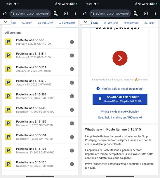 Scaricare APK Poste Italiane Android