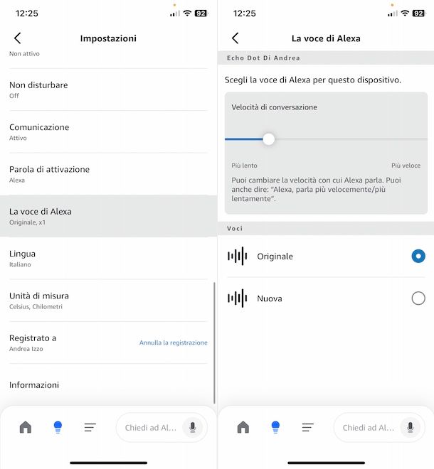 Cambiare voce Alexa