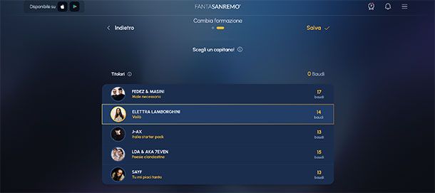Migliori capitani FantaSanremo