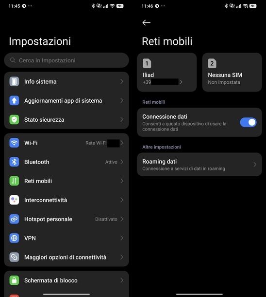 Attivare dati mobili Xiaomi