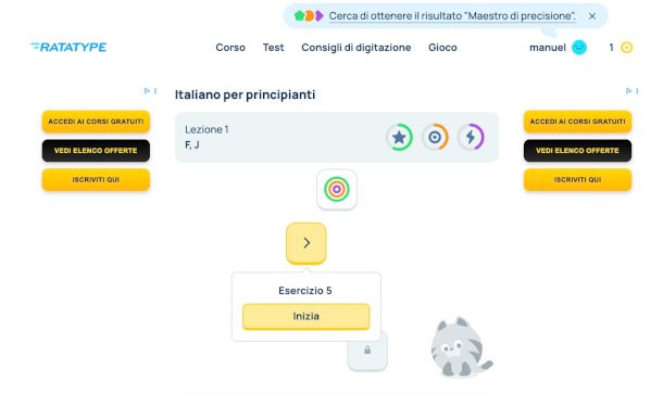 interfaccia App Web Ratatype