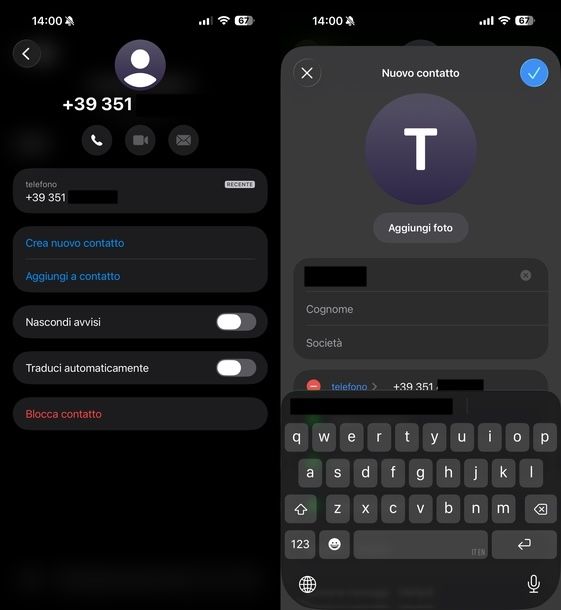 Inviare SMS a numero non in rubrica iMessage iOS