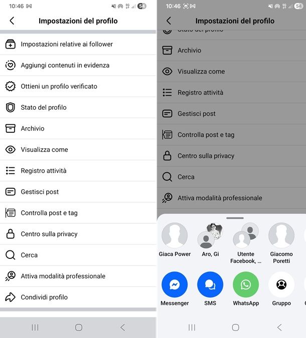 condividere pagina facebook