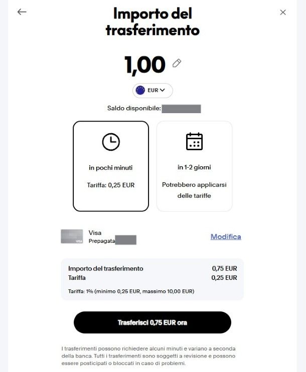Trasferimento PayPal Postepay