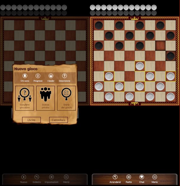 schermate app Dama Italiana