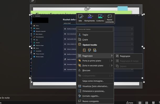 Unire due immagini PowerPoint Windows