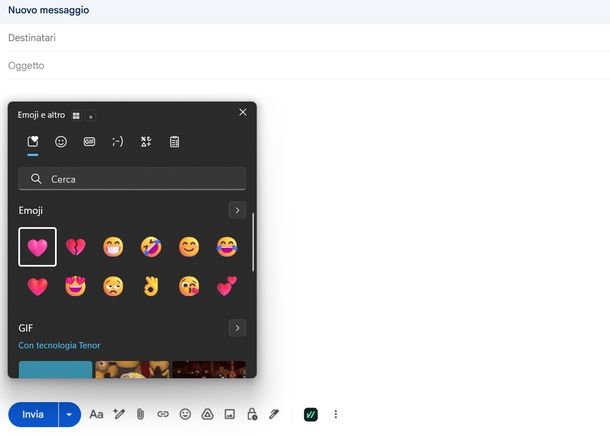 Inserire emoticon nelle mail Gmail Windows