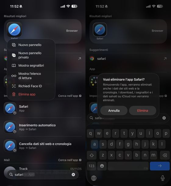 Cancellare app predefinite iPhone