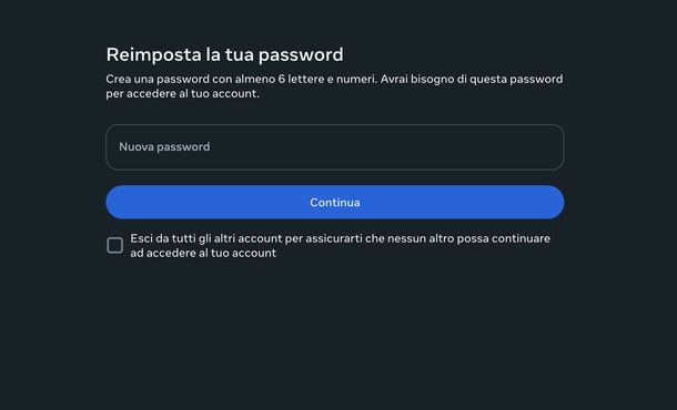 Recuperare password Instagram Web