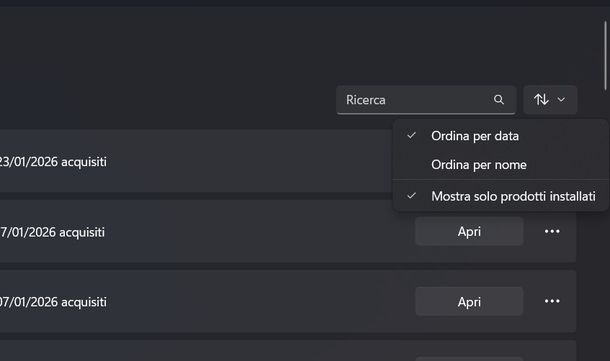 Cancellare app scaricate da Microsoft Store