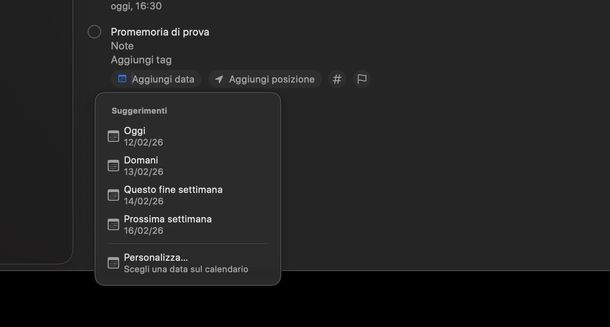 Impostare promemoria con suoneria Promemoria macOS