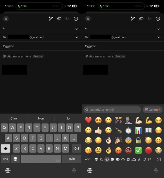 Inserire emoticon nelle mail Gmail iOS