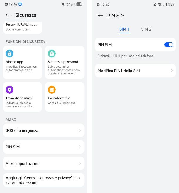 Come togliere il PIN della SIM Huawei