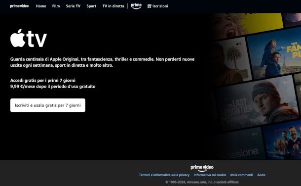 canale Apple TV su Prime Video con trial