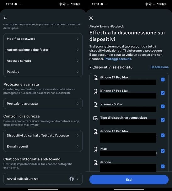 Uscire da Messenger Android