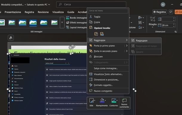 Unire due immagini PowerPoint Windows