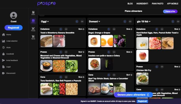 interfaccia Web Prospre