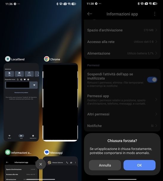 Chiudere app aperte Android