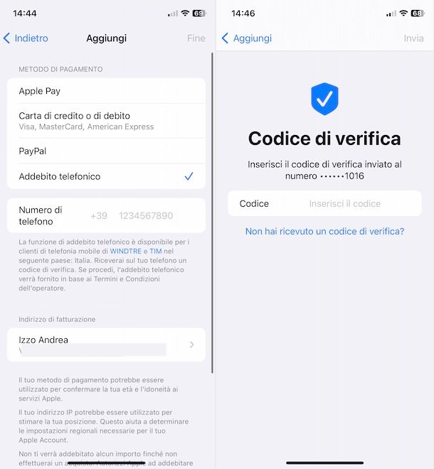 Pagare con il credito telefonico su iPhone
