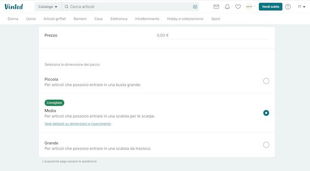 Creare inserzione di vendita su Vinted