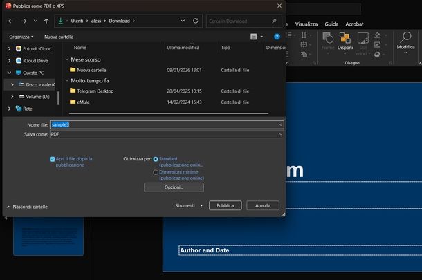 Salvare PowerPoint in PDF Windows