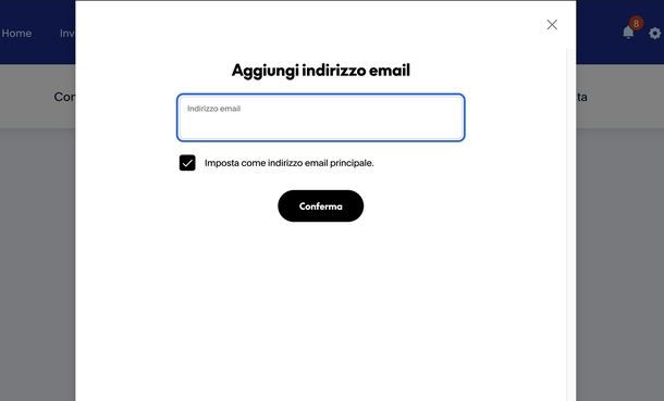 Cambiare email PayPal