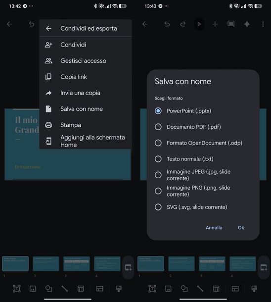 Salvare PowerPoint Google Presentazioni Android