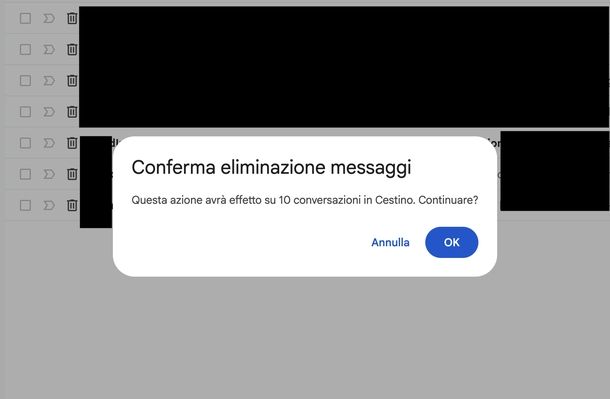 Svuotare cestino Gmail Web