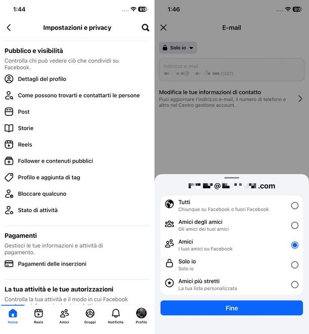 chiudere Facebook ai non amici
