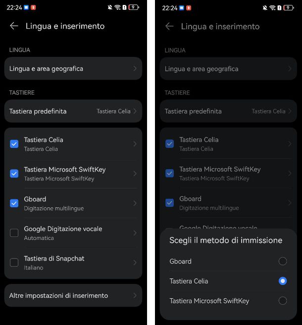 Tastiera predefinita