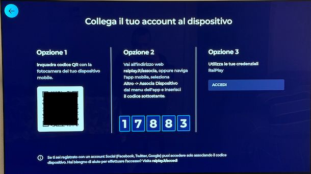 Associazione app RaiPlay Smart TV