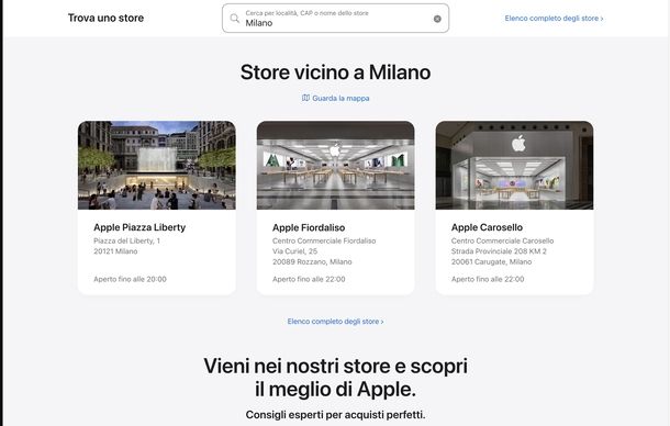 Trovare negozio Apple
