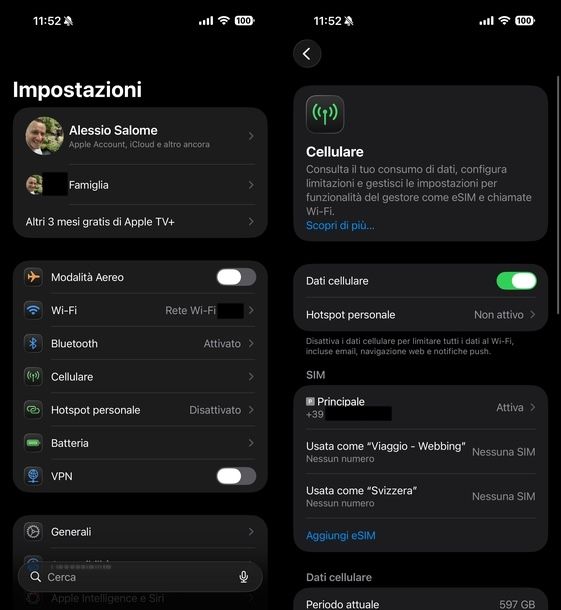 Attivare dati mobili iPhone