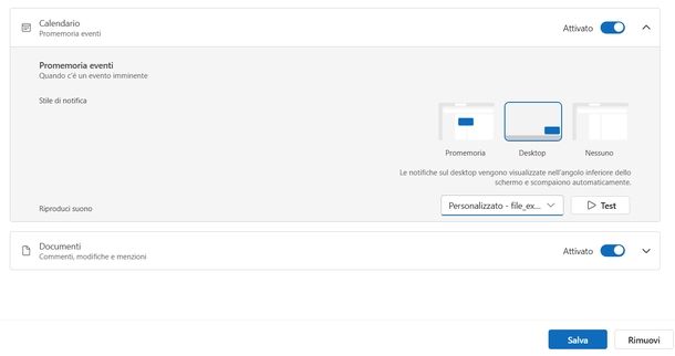 Impostare promemoria con suoneria Outlook Windows