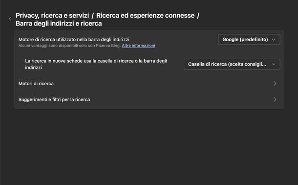 Impostare Google come motore di ricerca Edge PC