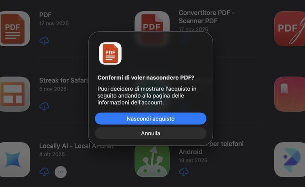 Cancellare app scaricate da Mac App Store