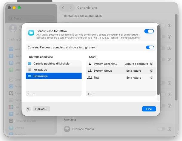 Condivisione file rete macOS