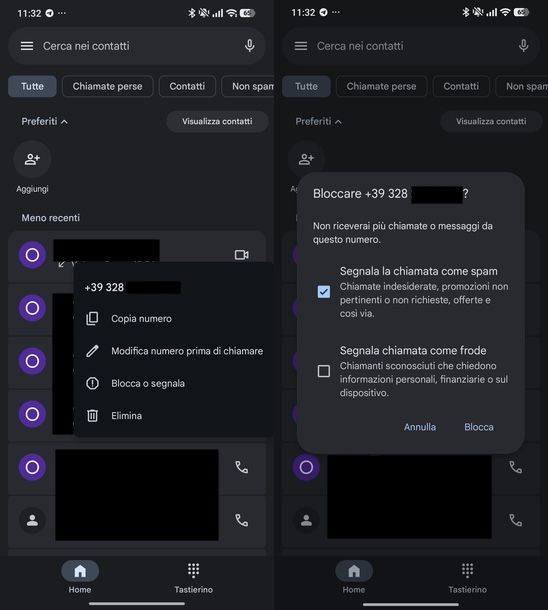 Bloccare contatto Android