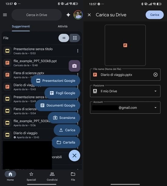 Salvare PowerPoint Google Drive Android
