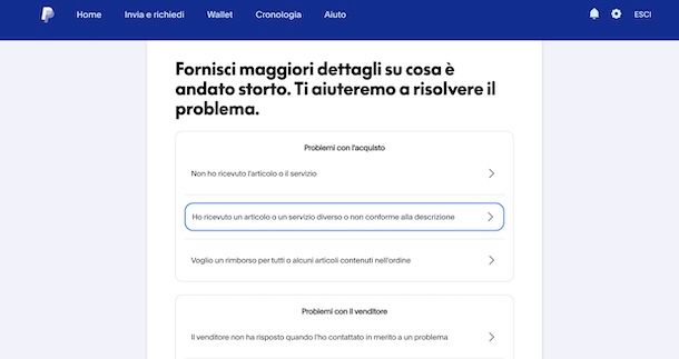 Aprire contestazione su PayPal